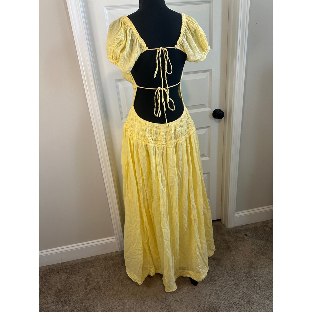 Free People Feeling Bonita Midi Dress M Women Free-est Yellow Cotton Maxi - Picture 6 of 11